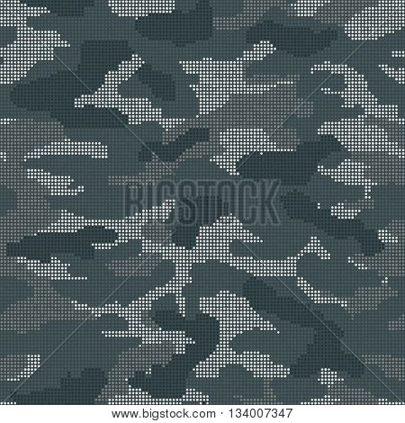 Military camouflage seamless pattern in gray dots. Vector