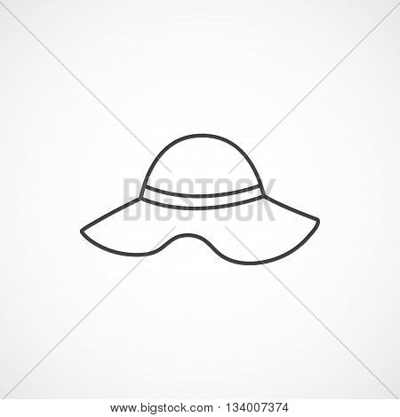 Women's hat with the fields line icon. Vector