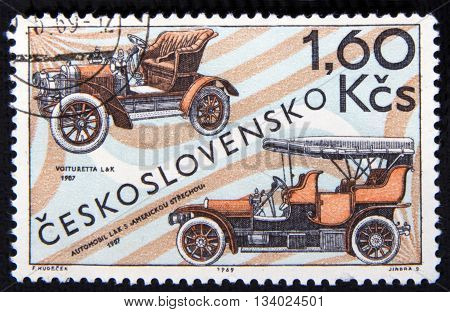 Old Czechoslovak postage stamp with car, 1967