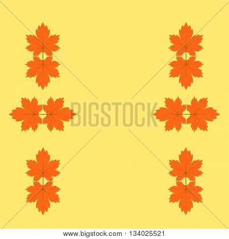 a border of maple leaves with place for text as a template on an orange background