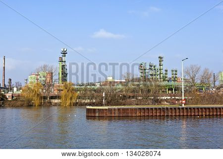 Old Chemical Plant At River Main In Frankfurt