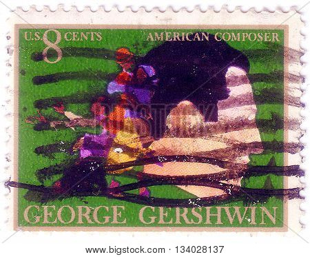 Usa - Circa 1973: A Stamp Printed In The Usa Shows George Gershwin, American Composer And Pianist, A
