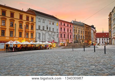 OLOMOUC, CZECH REPUBLIC - JUNE 05, 2016: Scene from the old town of Olomouc, Czech Republic on June 05, 2016.