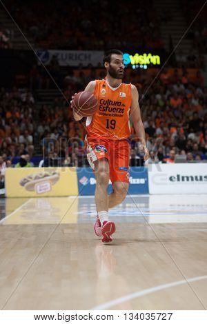 VALENCIA, SPAIN - JUNE 9th: San Emeterio during 4th playoff match between Valencia Basket and Real Madrid at Fonteta Stadium on June 9, 2016 in Valencia, Spain