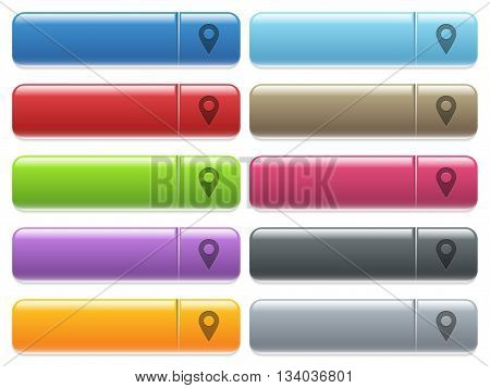 Set of Location pin glossy color menu buttons with engraved icons