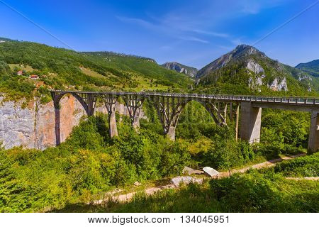 Bridge Durdevica in River Tara canyon - Montenegro - travel background