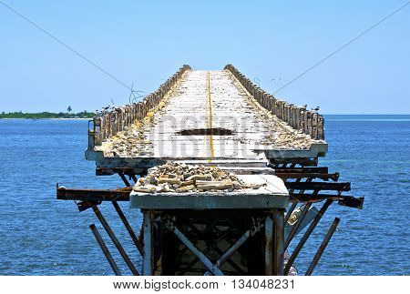 old rotten bridge near Bahia Honda State park