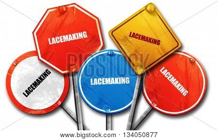 lacemaking, 3D rendering, rough street sign collection