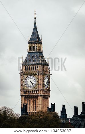 The Clock Tower in London, England, UK. Cross process filter applied.