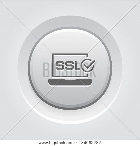 SSL Certified Protection Icon. Flat Design Grey Button Design