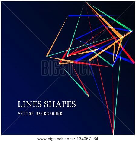 Colorful Lines shapes abstract isolated on blue dark background vector illustration