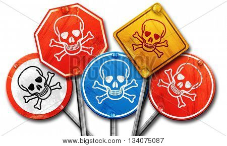 Poison sign background, 3D rendering, rough street sign collecti