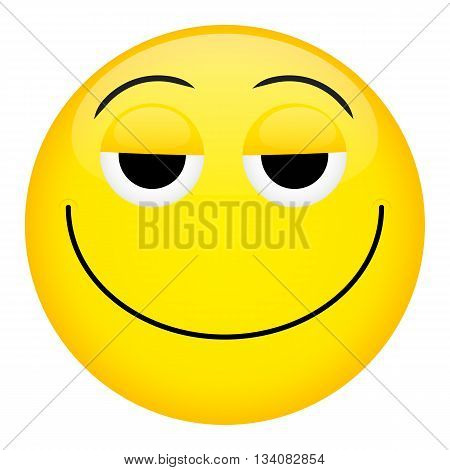 Satisfied contented seducer and happy emotion. Good emoticon illustration.
