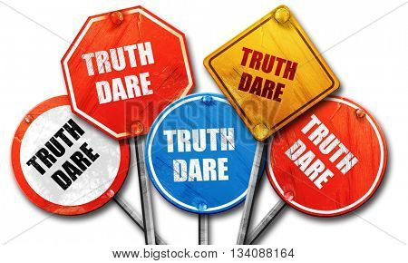 truth or dare, 3D rendering, rough street sign collection
