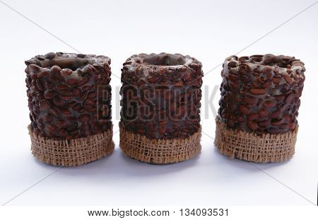 Coffee candles on a white background photo for microstock