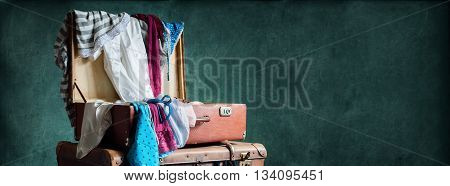 Colorful Female Clothing Scattered Trunk Turquoise
