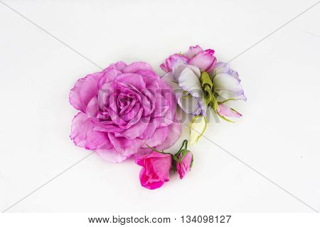 handmade fabric flowers on a white background foamiran