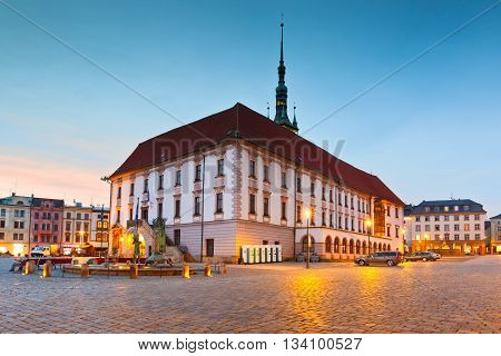OLOMOUC, CZECH REPUBLIC - JUNE 05, 2016: Scene from the old town of Olomouc, Czech Republic on June 05, 2016.