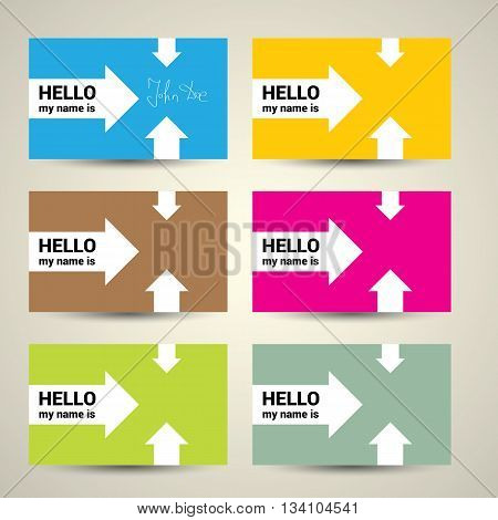 Hello My Name Is. Name Tag Set. Vector Business card set