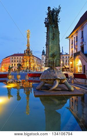 OLOMOUC, CZECH REPUBLIC - JUNE 05, 2016: Scene from the old town of Olomouc, Czech Republic on June 05, 2016.