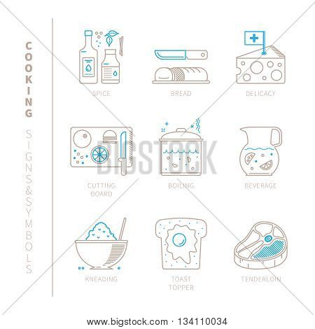 Set Of Vector Cooking Icons And Concepts In Mono Thin Line Style