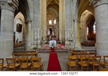 Triel sur Seine France - april 12 2016 : the gothic and renaissance Saint Martin church