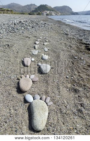 Foot Prints Of Stones