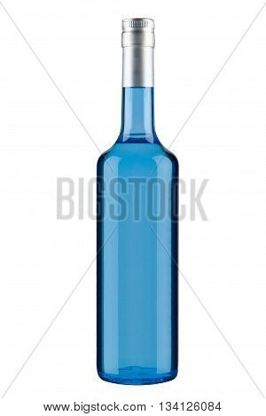bottle of blue absinthe, isolated on white