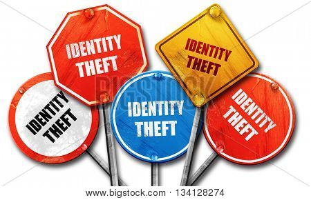 Identity theft fraud background, 3D rendering, rough street sign