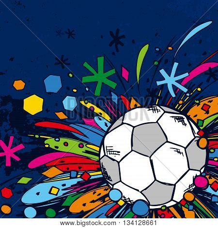 Football Doodle Ornament Soccer Blue Banner