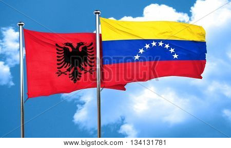 Albania flag with Venezuela flag, 3D rendering