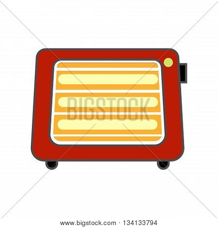 Space heater vector icon. Colored line icon of portable space heater with switch