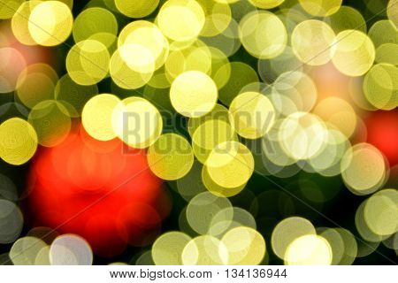 Blur of Christmas balls on Christmas tree