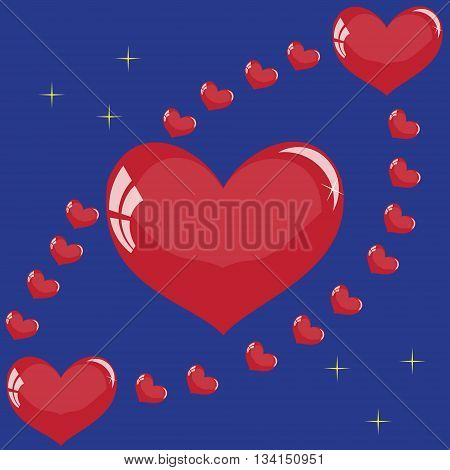 Hearts on a blue background. Valentine's, day.