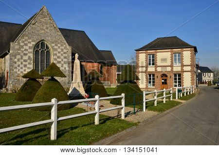 Fleury la Foret France - march 15 2016 : the picturesque village in winter