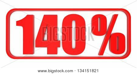Discount 140 Percent Off. 3D Illustration.