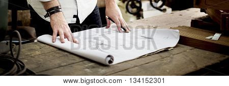 Blueprint Capenter Handicraft Woodwork Draft Concept