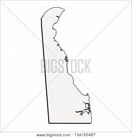 Vector Delaware State 3D Outline Map Illustration