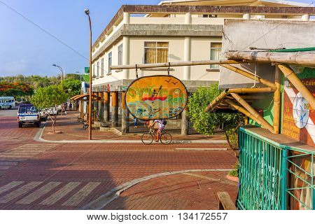 Signs At The Street In Puerto Ayora In Galapagos