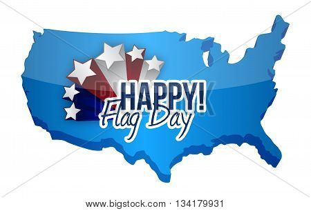 Happy Flag Day Us Map Illustration Design