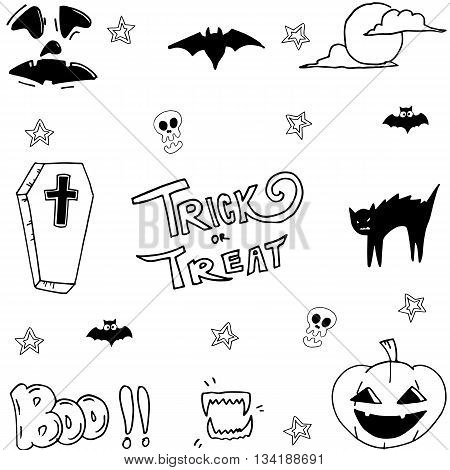 Hand draw halloween set stock vector illustration