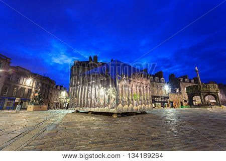ABERDEEN - MAY 27 2016: The Mirrored Pavillion in the Castle Gate for Visual Art and Design Festival in Aberdeen Scotland on 27th May 2016