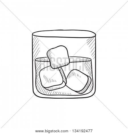 Glass of water with ice vector sketch icon isolated on background. Hand drawn Glass of water with ice icon. Glass of water with ice sketch icon for infographic, website or app.