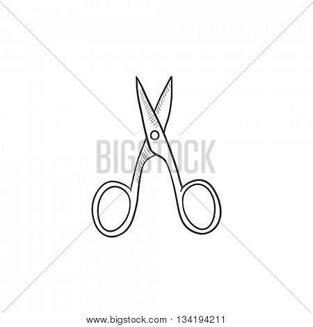 Nail scissors vector sketch icon isolated on background. Hand drawn Nail scissors icon. Nail scissors sketch icon for infographic, website or app.