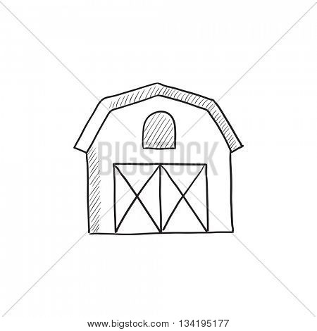 Farm buildings sketch icon for web, mobile and infographics. Hand drawn farm buildings icon. Farm buildings vector icon. Farm buildings icon isolated on white background.