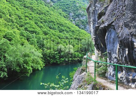 Path in the Matka lake national park Macedonia
