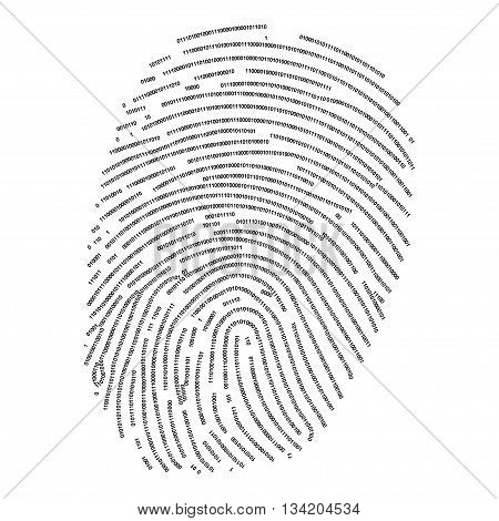 Fingerprint made with binary code futuristic bionic concept