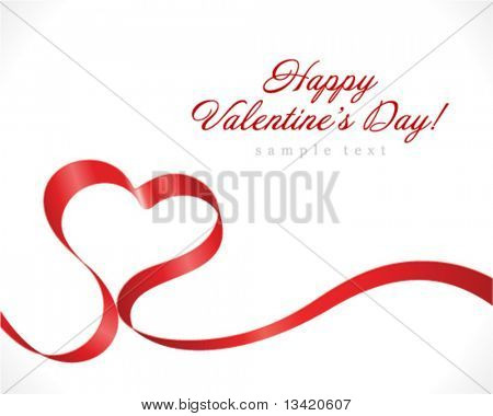 Cuore San Valentino sfondo vettoriale nastro di seta rossa