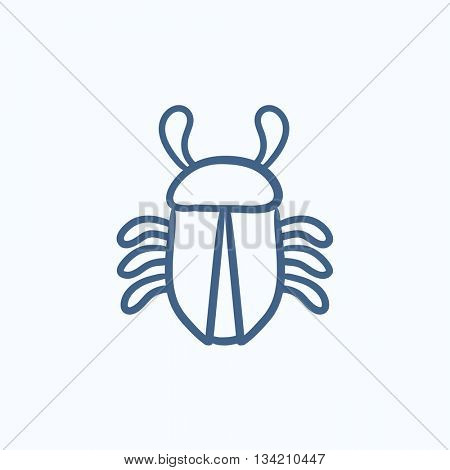 Computer bug vector sketch icon isolated on background. Hand drawn Computer bug icon. Computer bug sketch icon for infographic, website or app.