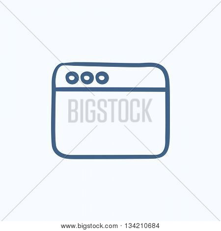 Blank window of internet browser vector sketch icon isolated on background. Hand drawn Blank window of internet browser icon. Window of internet browser sketch icon for infographic, website or app.